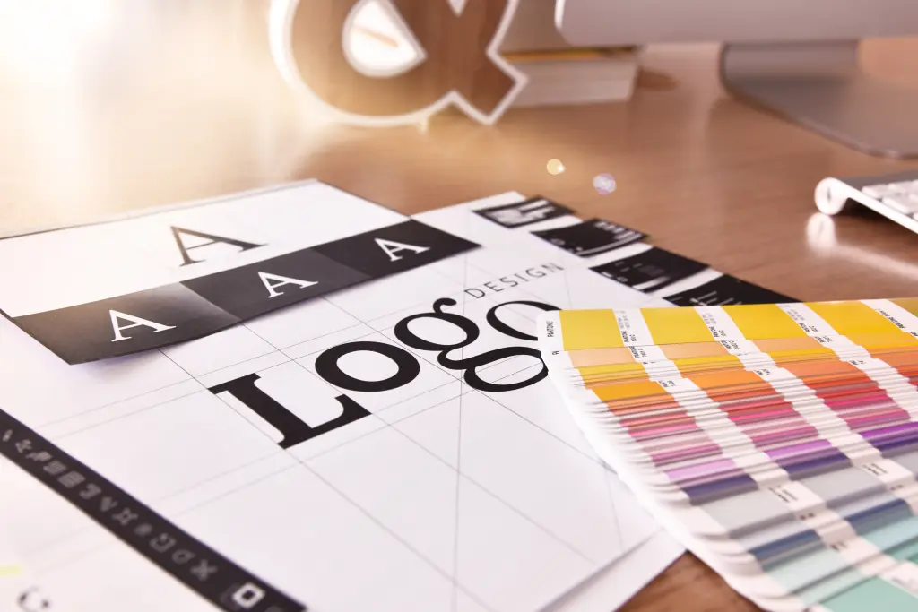 logo design sheet with colour charts