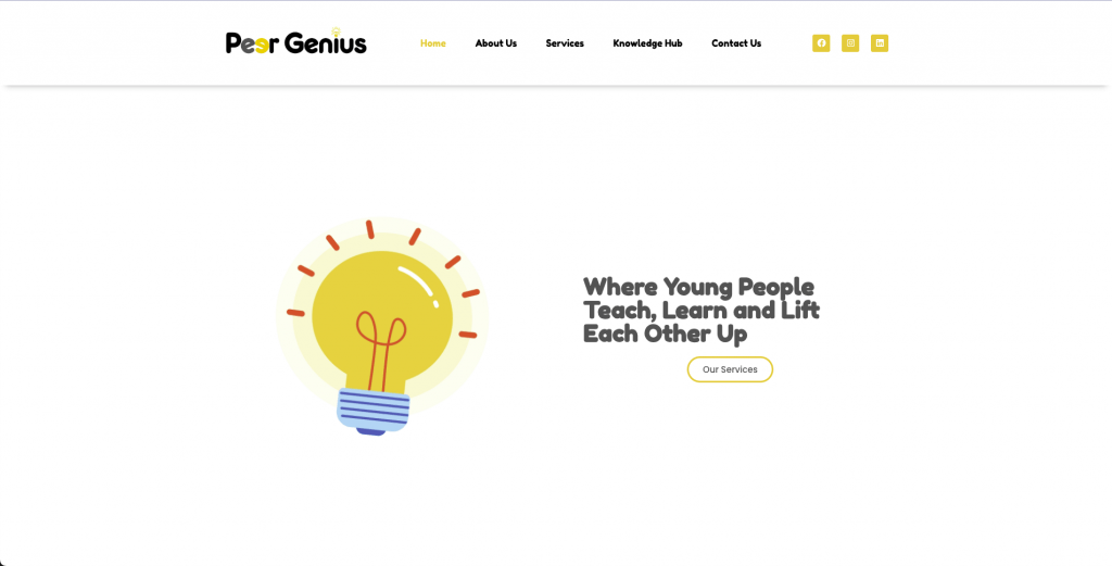 Peer Genius home page screenshot